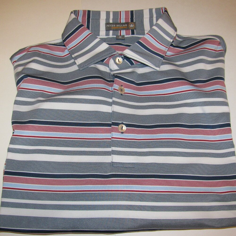 Peter Millar Summer Comfort Mens Medium Short Sleeve Golf Polo Striped